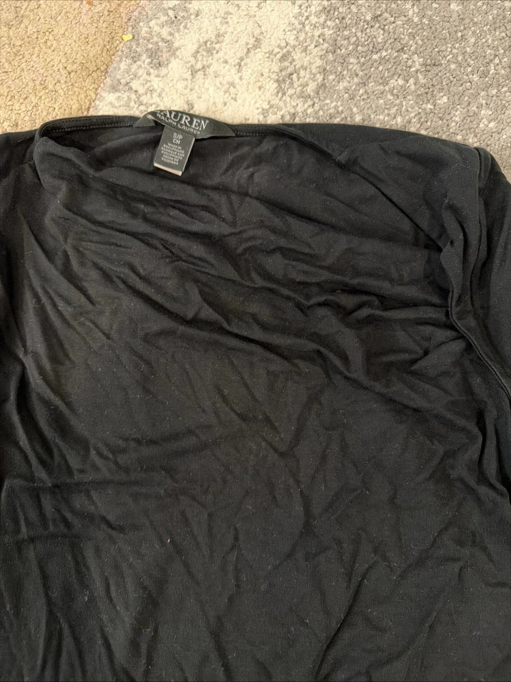 Lauren Ralph Lauren Black Asymmetrical Stretch Jersey Top - Picture 9 of 16